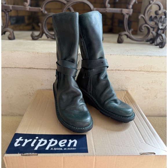 New Trippen Leather Mid- Calf Boots Size 7 - Picture 1 of 9